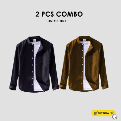 2 Pcs Full Sleeve Ban coler shirt