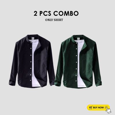 2 Pcs Full Sleeve Ban coler shirt