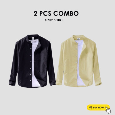 2 Pcs Full Sleeve Ban coler shirt
