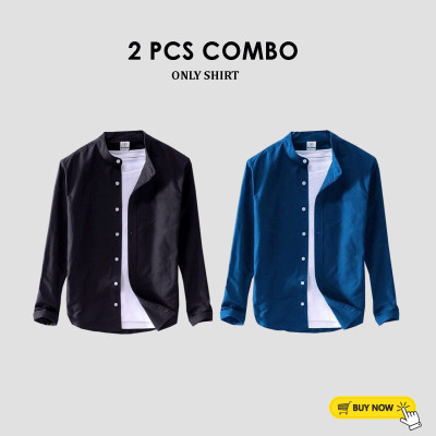 2 Pcs Full Sleeve Ban coler shirt