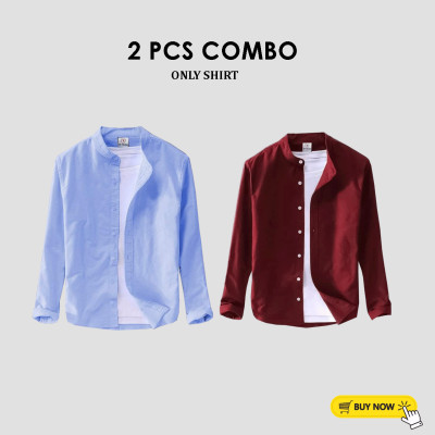 2 Pcs Full Sleeve Ban coler shirt