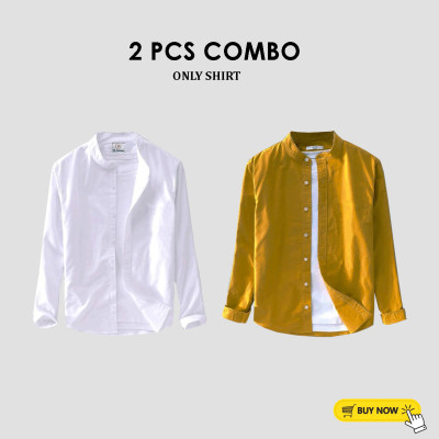 2 Pcs Full Sleeve Ban coler shirt