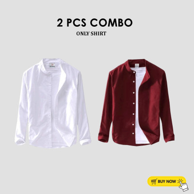 2 Pcs Full Sleeve Ban coler shirt