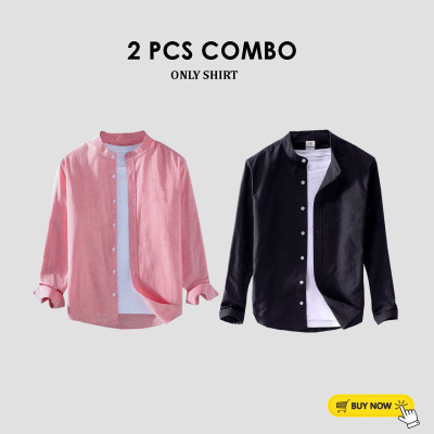 2 Pcs Full Sleeve Ban coler shirt