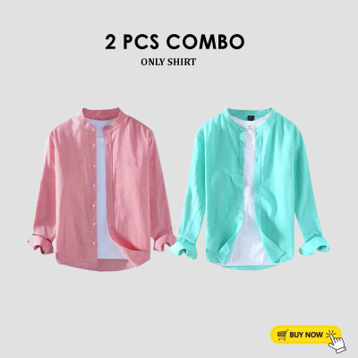 2 Pcs Full Sleeve Ban coler shirt