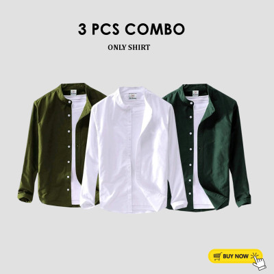 3 Pcs Full Sleeve Ban coler shirt