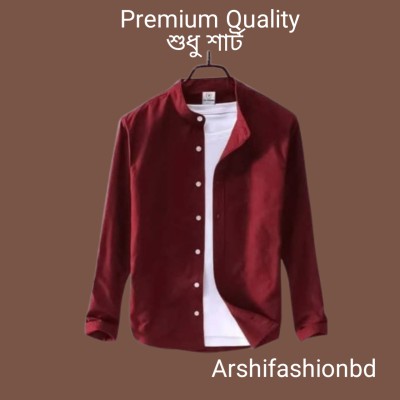 1 Pcs Full Sleeve Ban coler shirt – Meroon