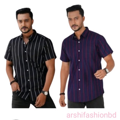 Premium Quality short  Sleeve Cotton Shirt 2 pcs como