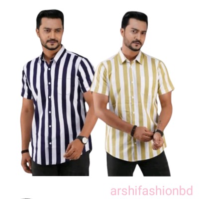 Premium Quality short  Sleeve Cotton Shirt 2 pcs como