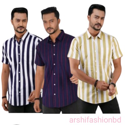 Premium Quality short  Sleeve Cotton Shirt 3.pcs como