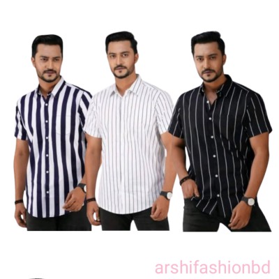 Premium Quality short  Sleeve Cotton Shirt 3.pcs como