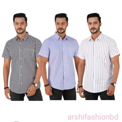Premium Quality short  Sleeve Cotton Shirt 3.pcs como