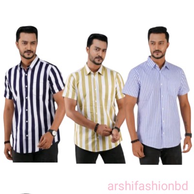 Premium Quality short  Sleeve Cotton Shirt 3.pcs como