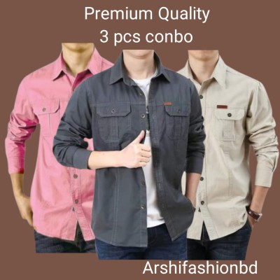 Premium Export Quality Double Pocket Shirt-3pcs Combo